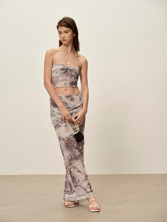 Printed Mesh Skirt