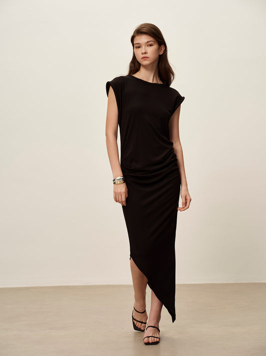 Tube Sleeve T-shirt Dress Black