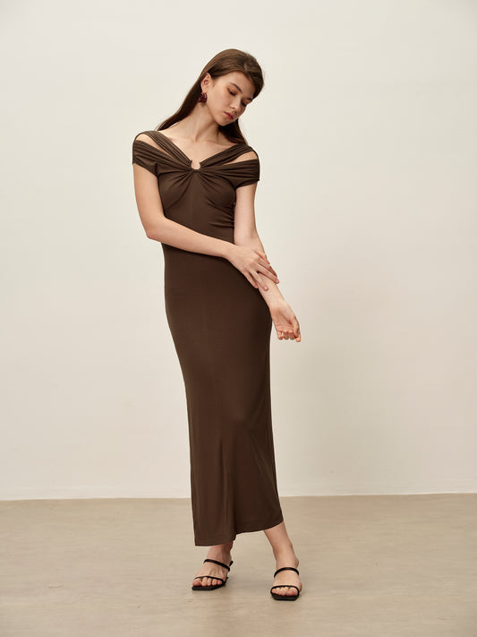 Brown Metal Ring Dress