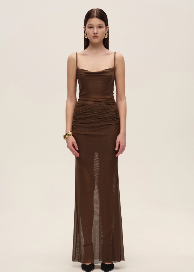 Brown Mesh Dress