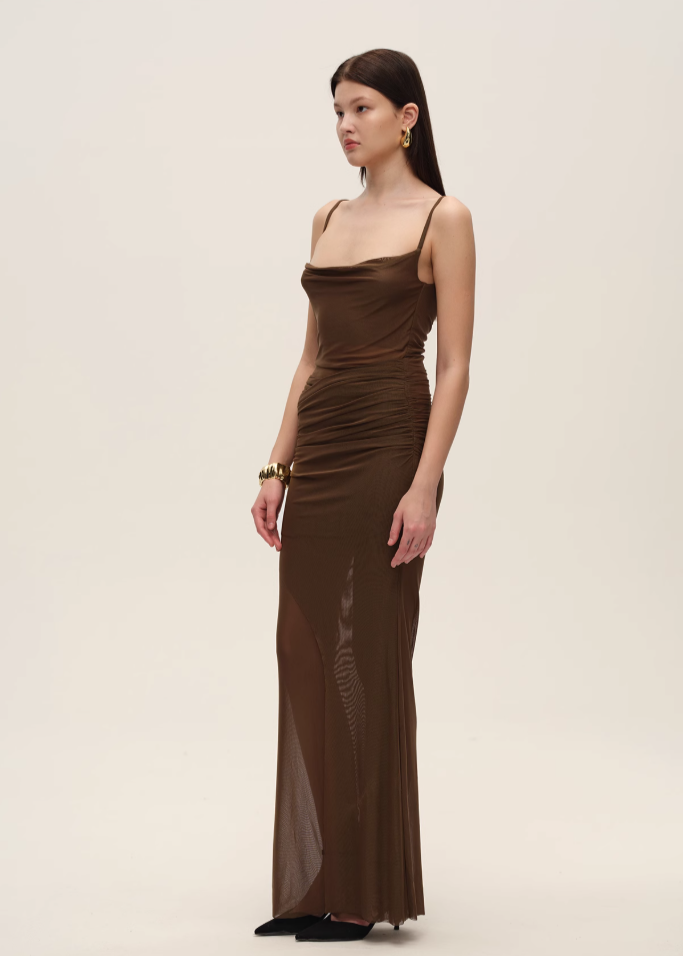 Brown Mesh Dress