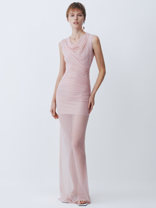 Pink tulle knitted dress