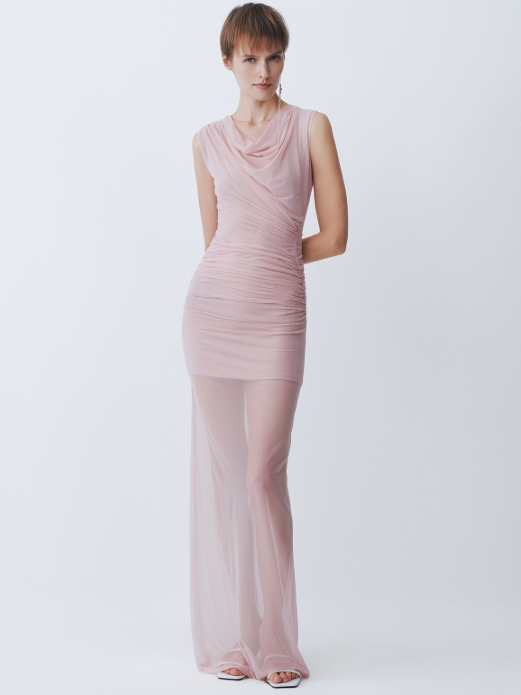 Pink tulle knitted dress