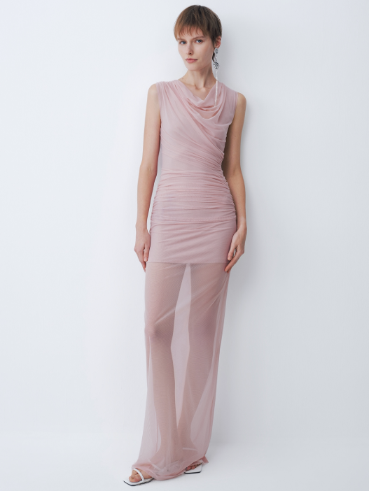 Pink tulle knitted dress