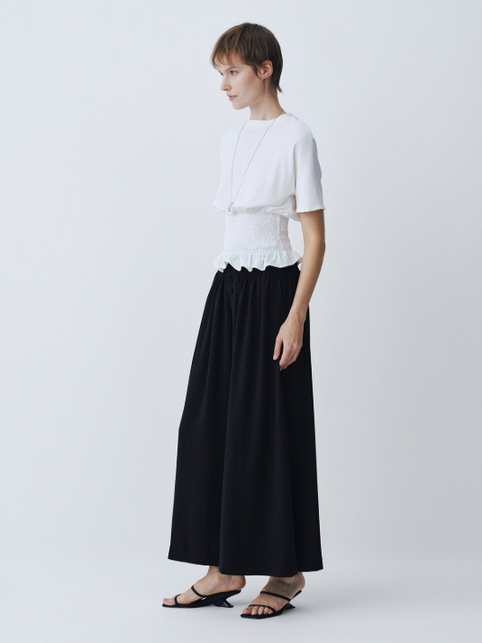 White Pleated Short-Sleeved Top