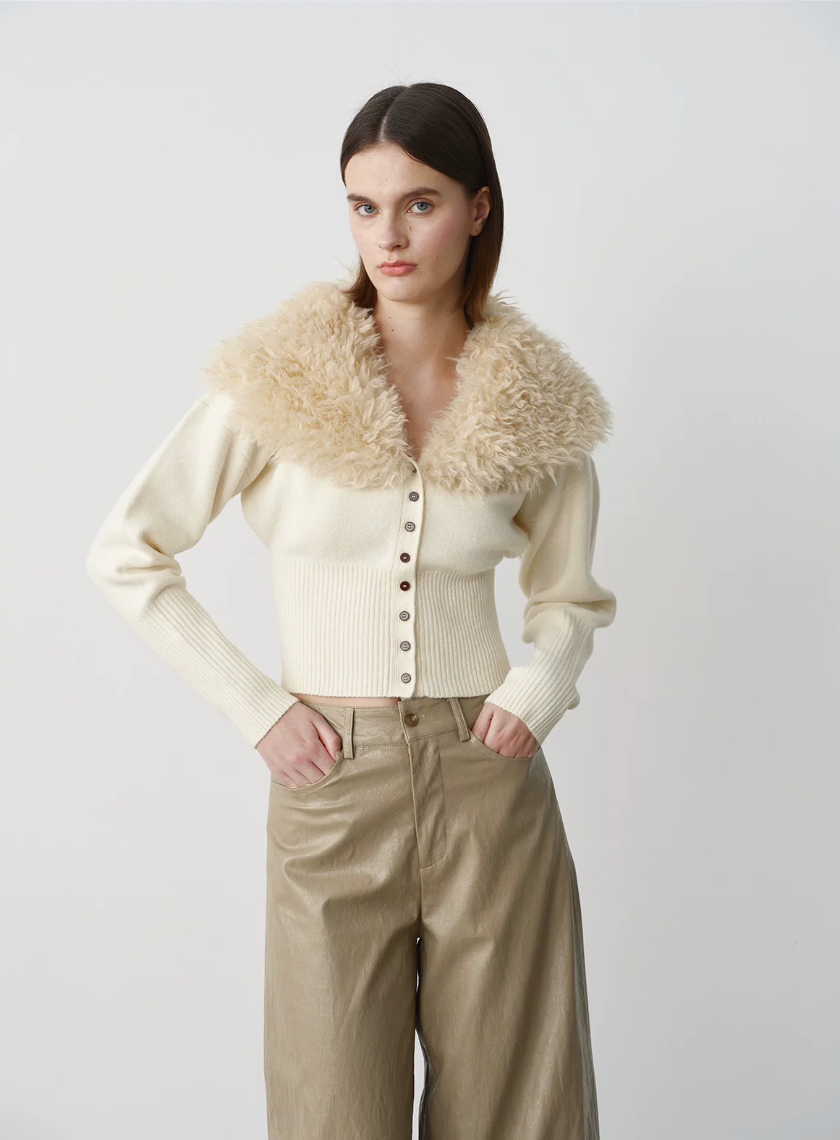 Faux Fur Knit Cardigan