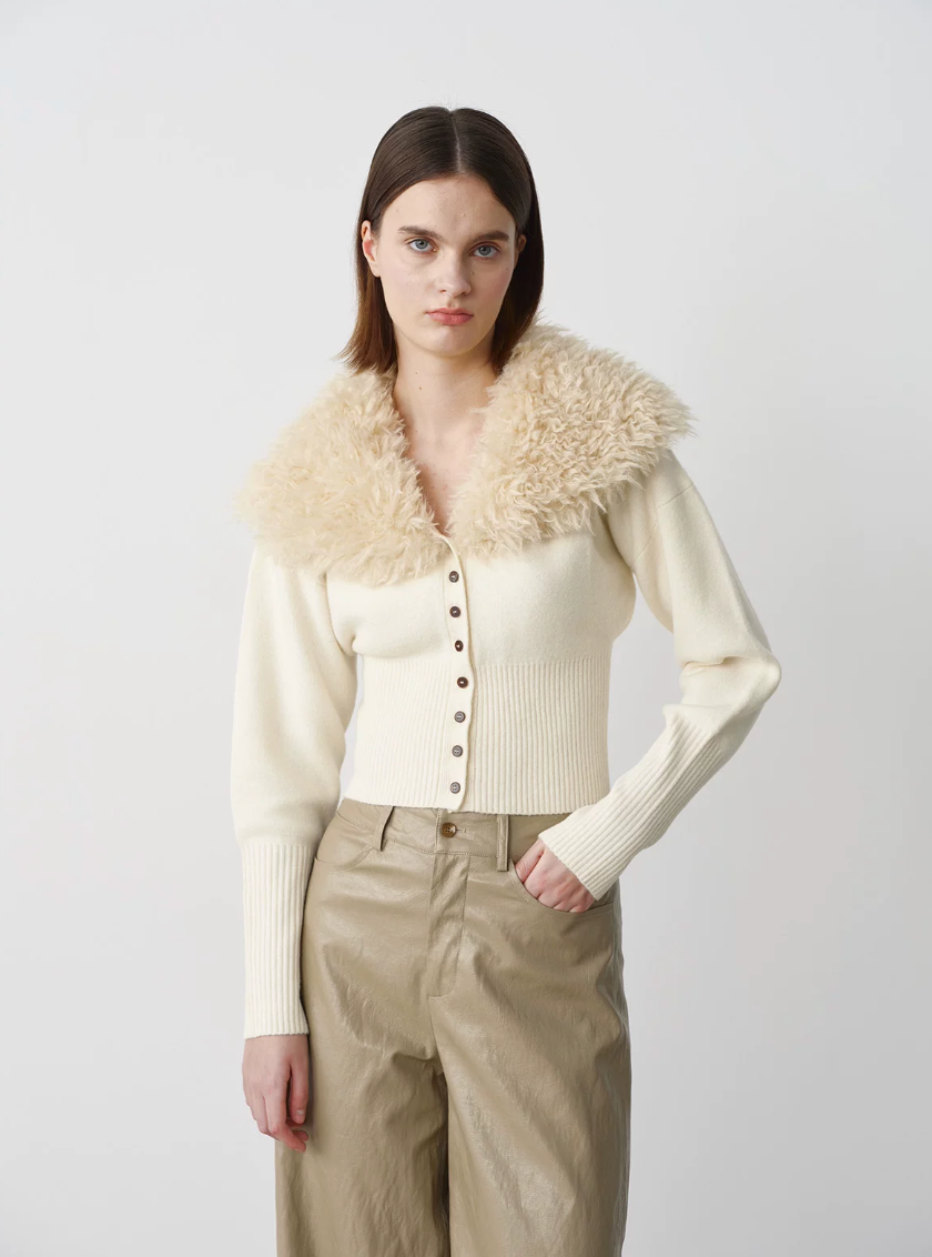 Faux Fur Knit Cardigan