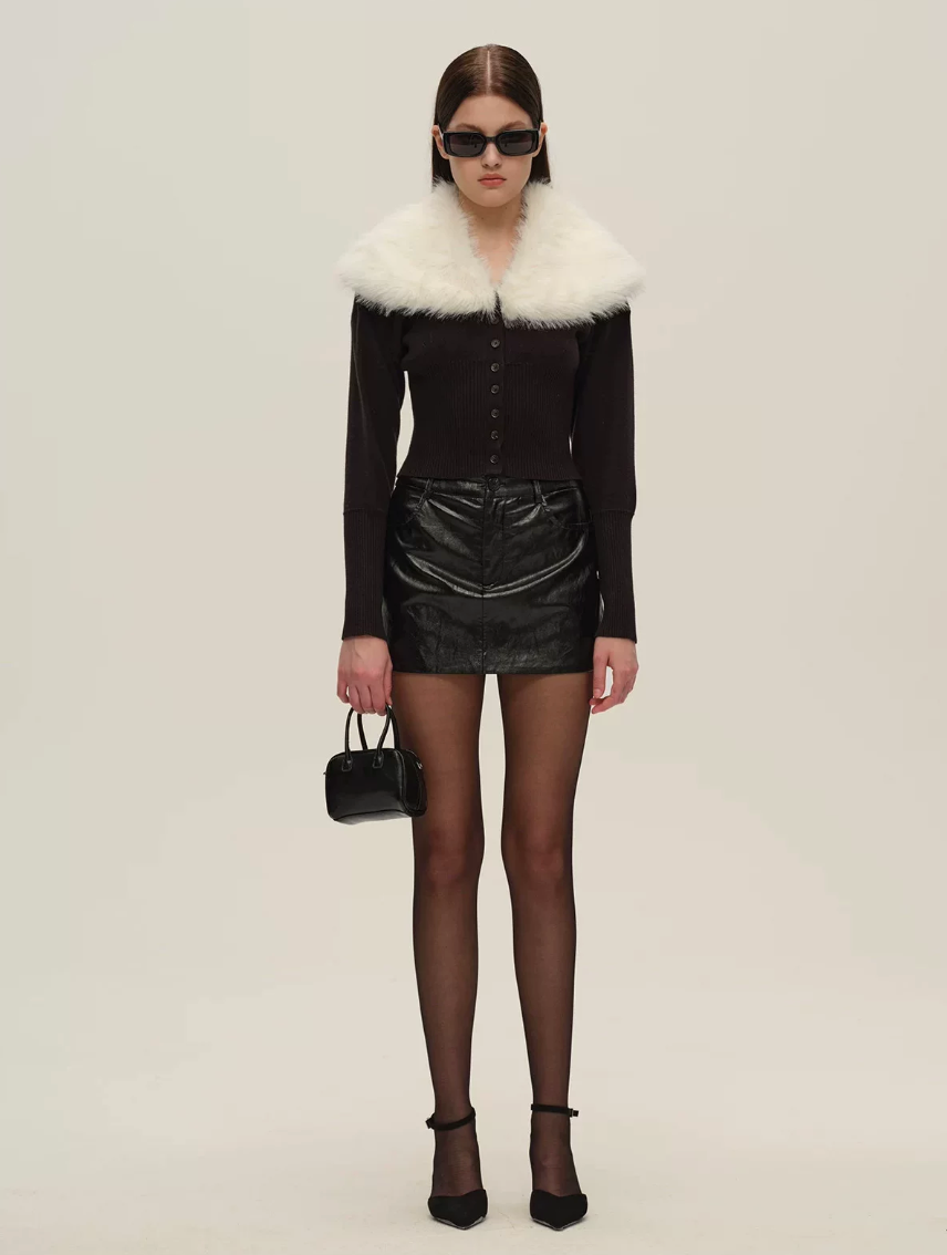 Faux Fur Knit Cardigan