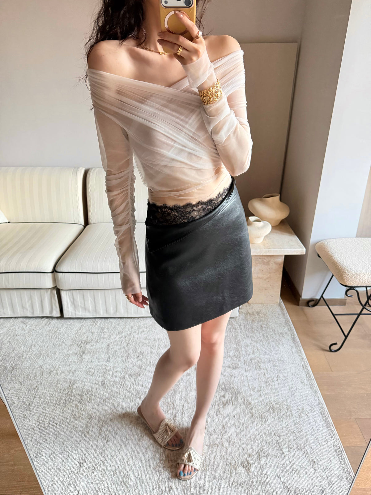 Mesh Long Sleeve Top