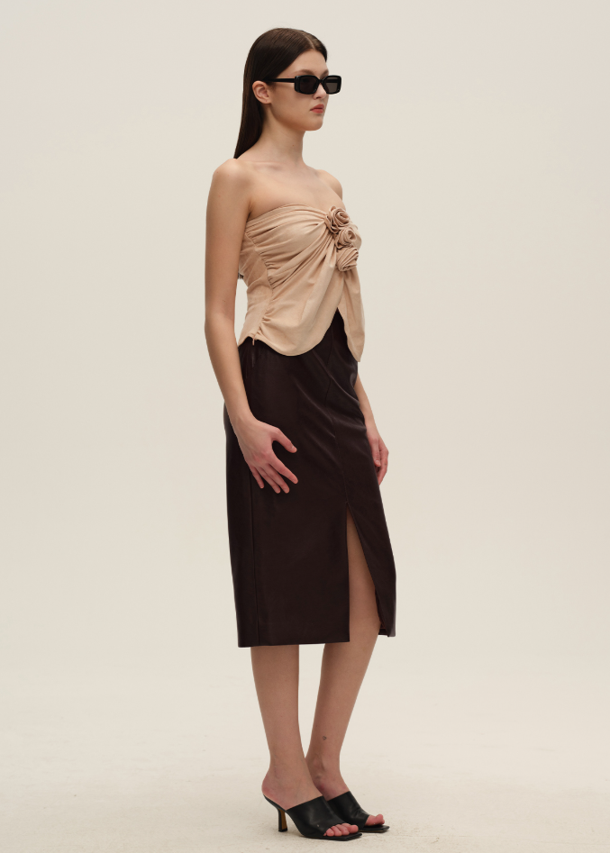 Pink Suede Floral Bustier