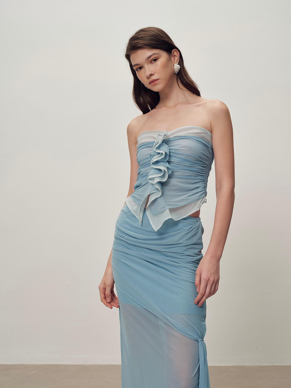 Blue Mesh Lace Bustier