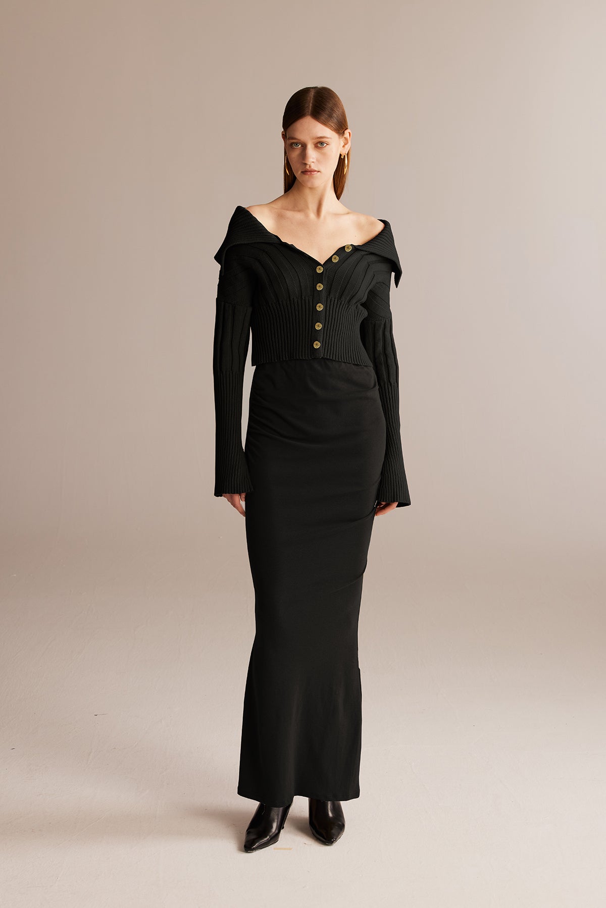 Black Roman Column Texture Cardigan