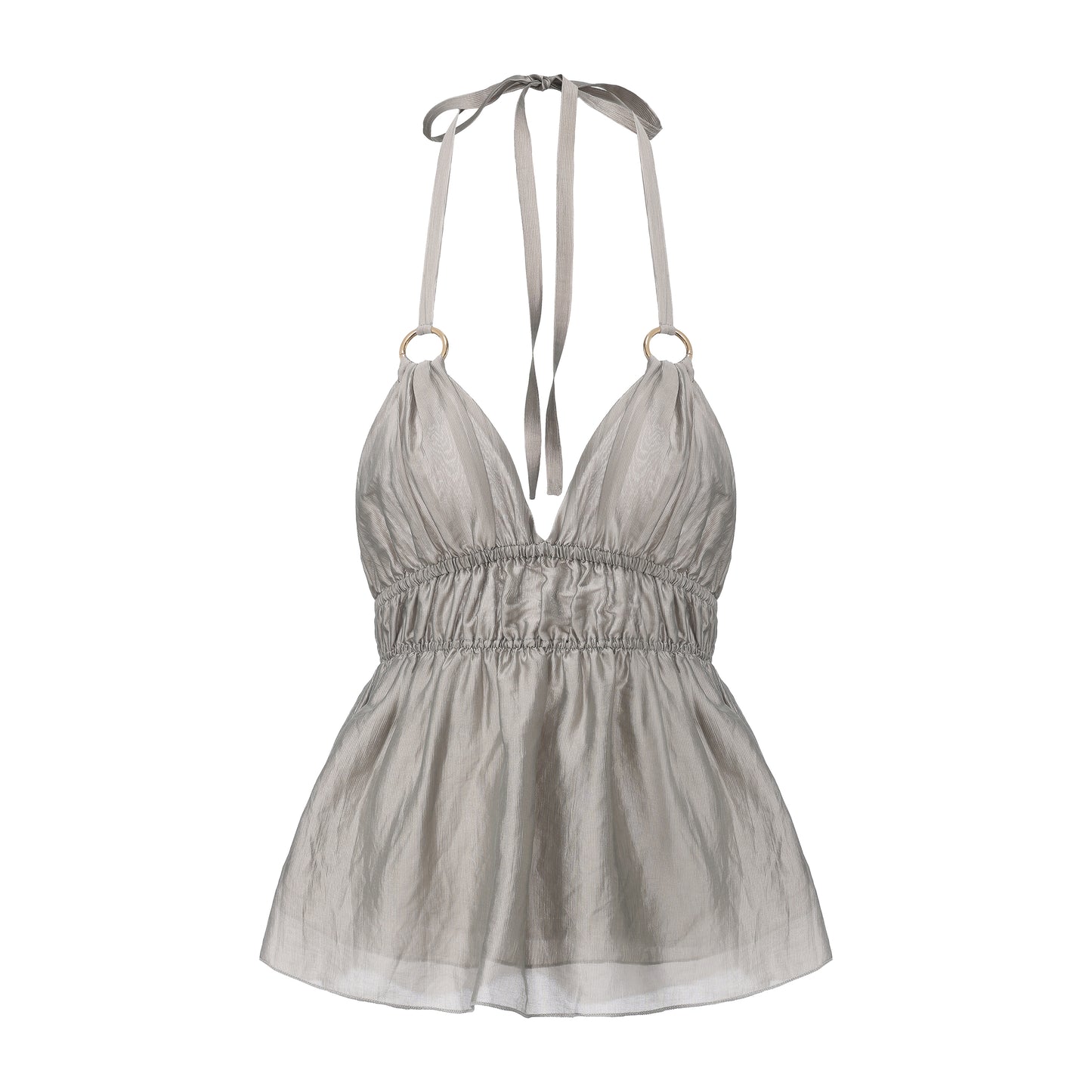 Metal ring halter top grey