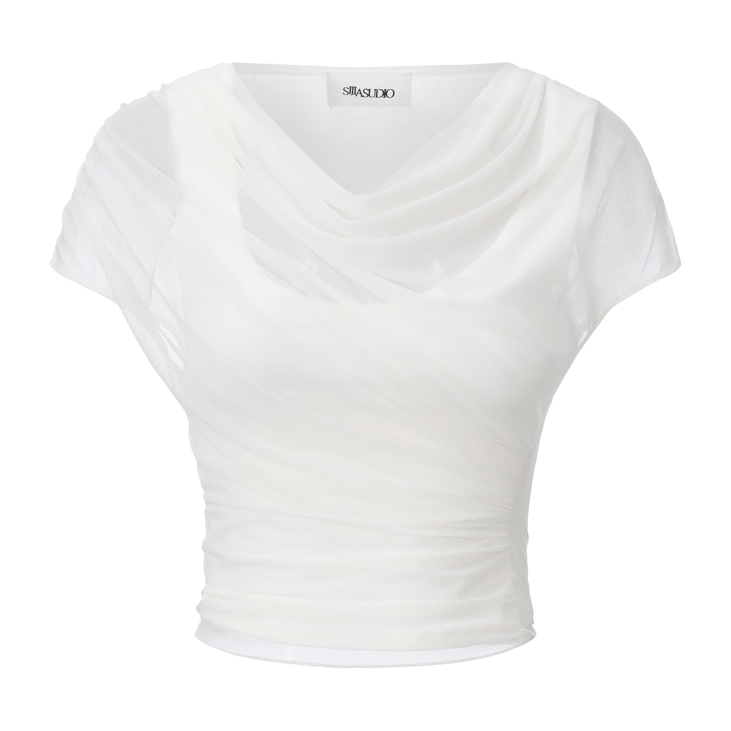white two-piece tulle knitted top