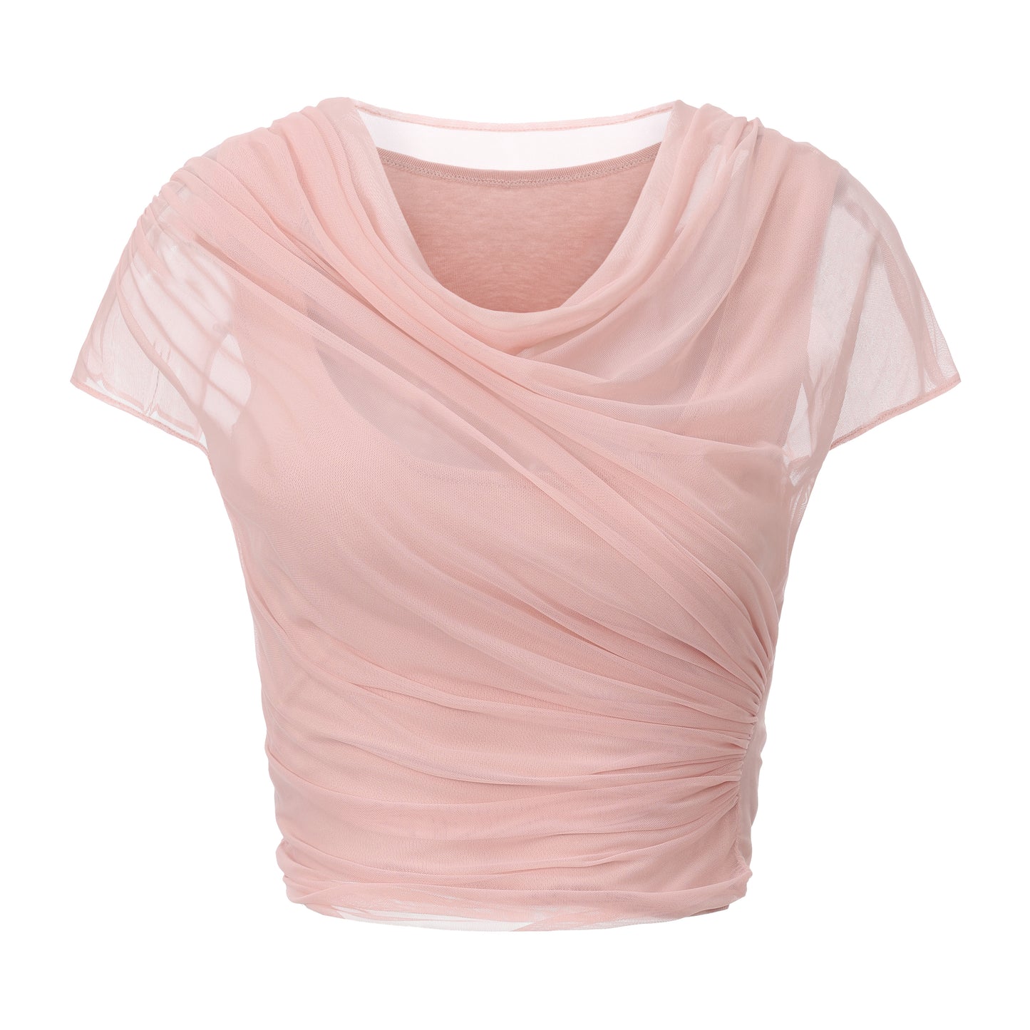 Pink two-piece tulle knitted top