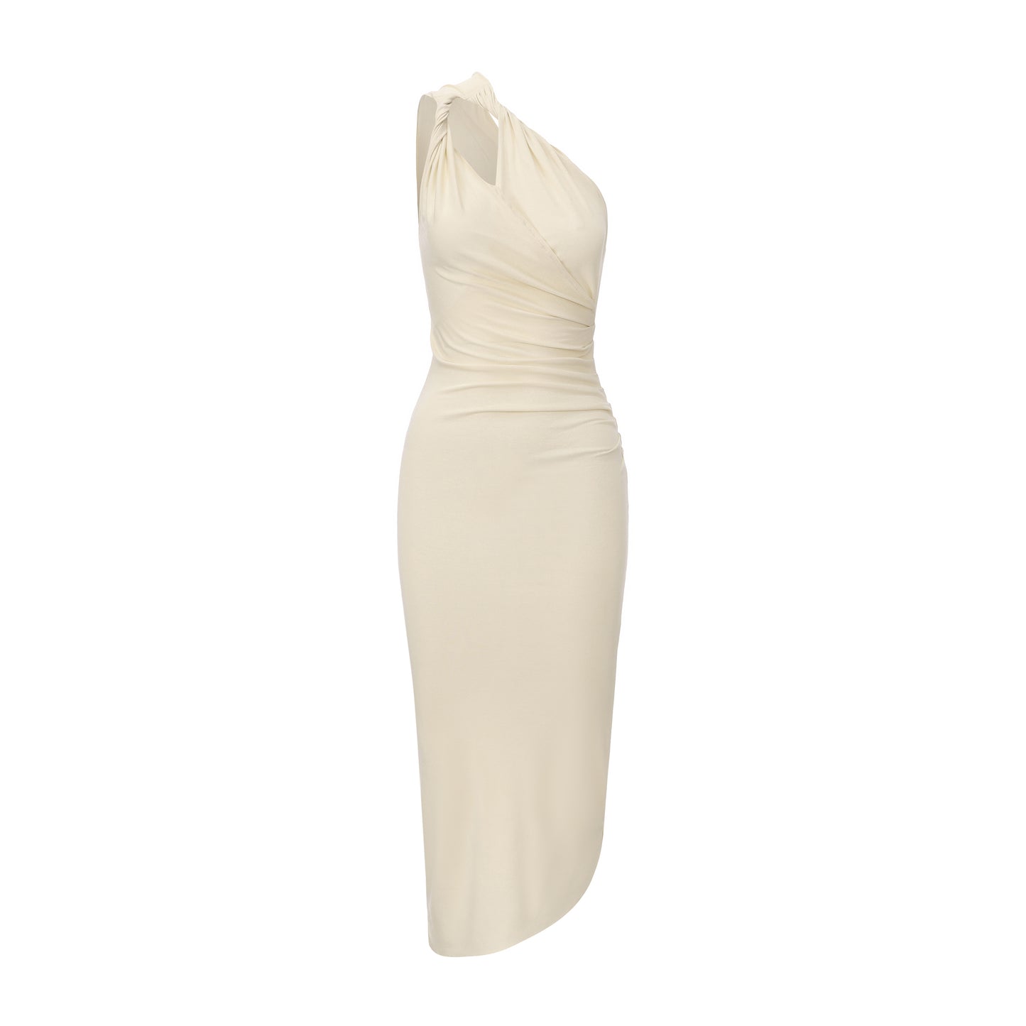 Yellow One-Shoulder Double-Tie Dress