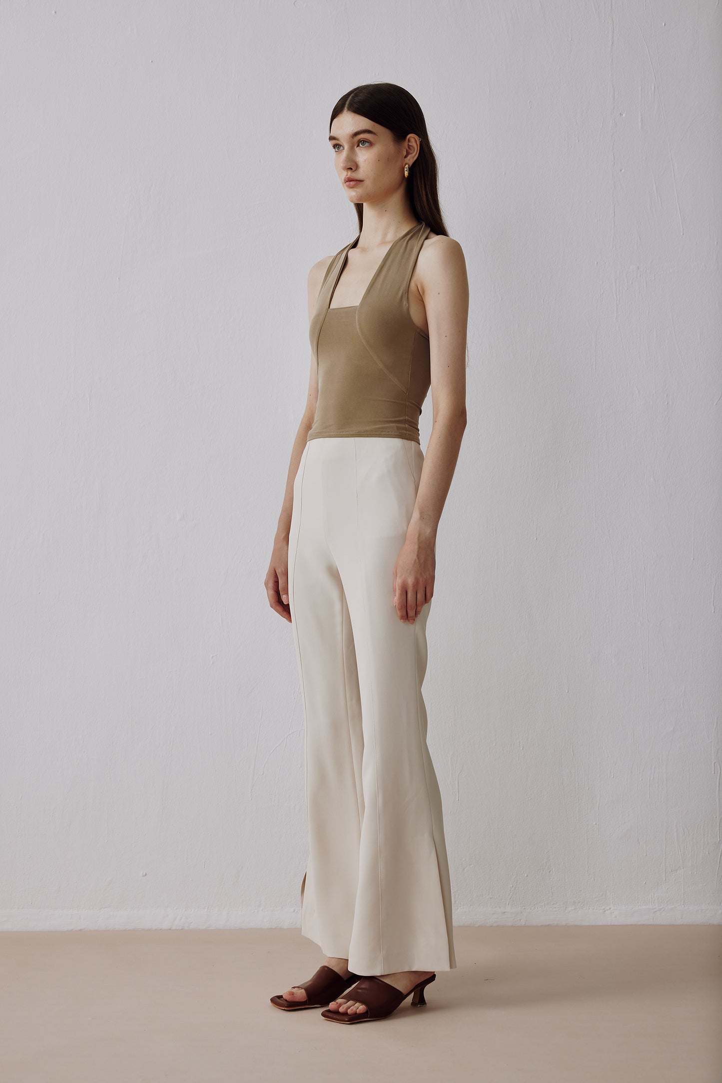 Panelled Halter Top Brown