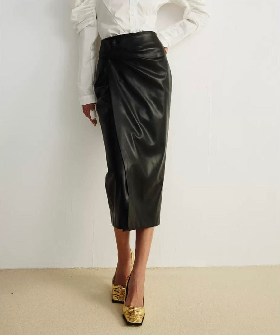 Vegan Leather Skirt Black