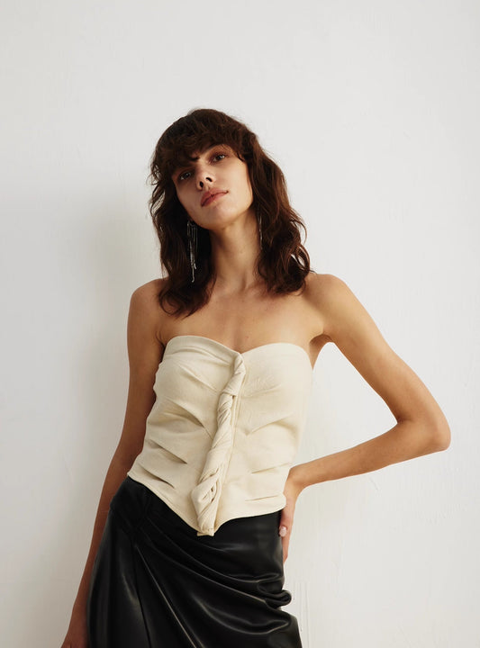 Knotted Tube Top Cream