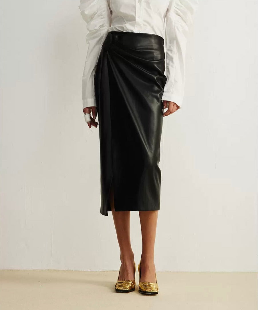 Vegan Leather Skirt Black