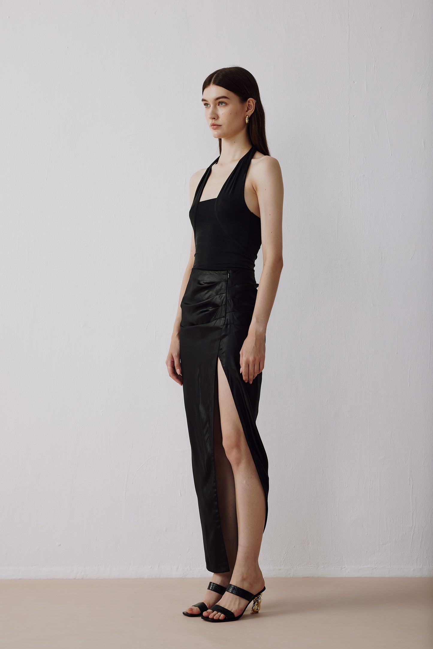 Panelled Halter Top Black