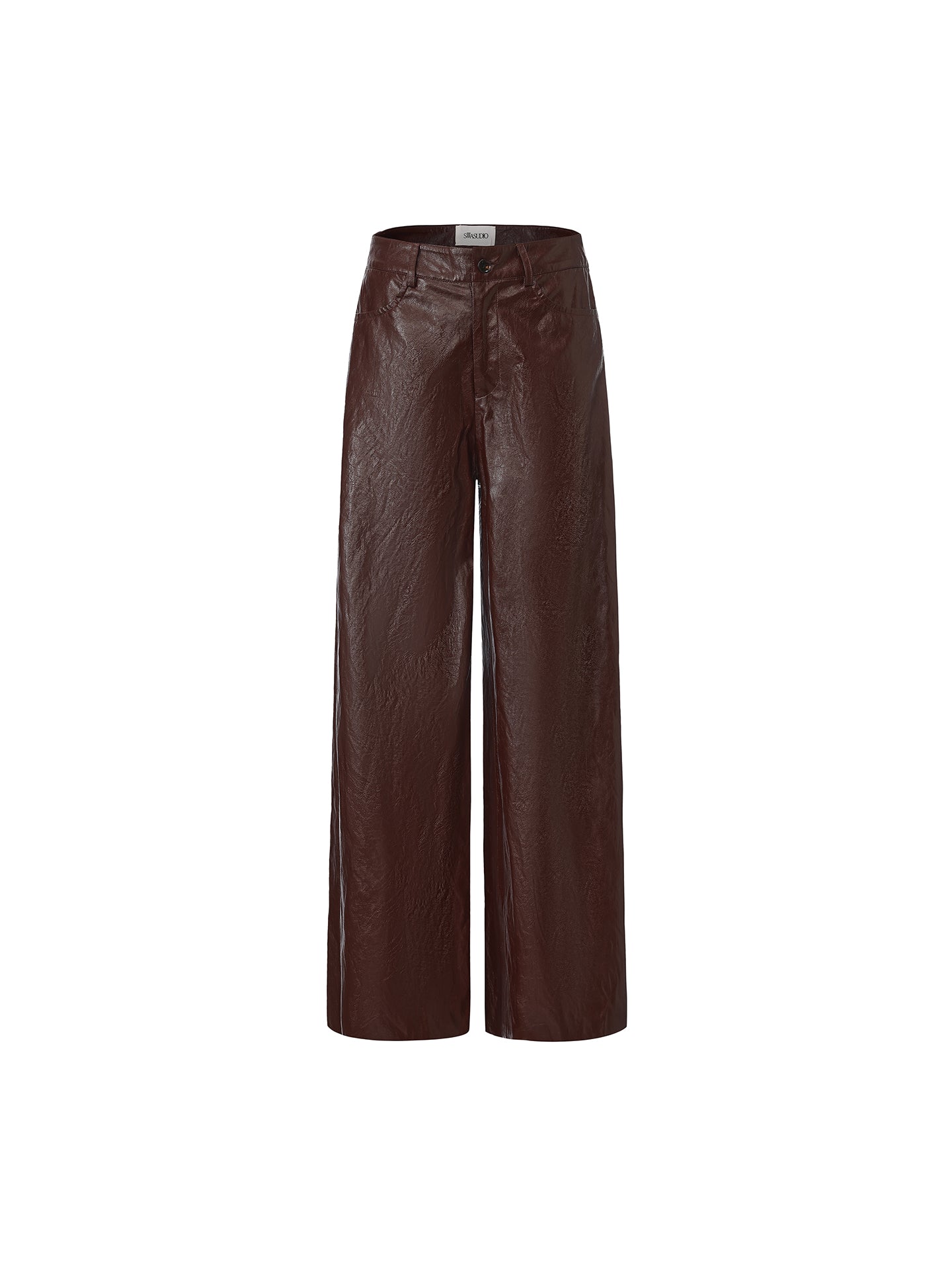 Red Leather Wide-Leg Trousers