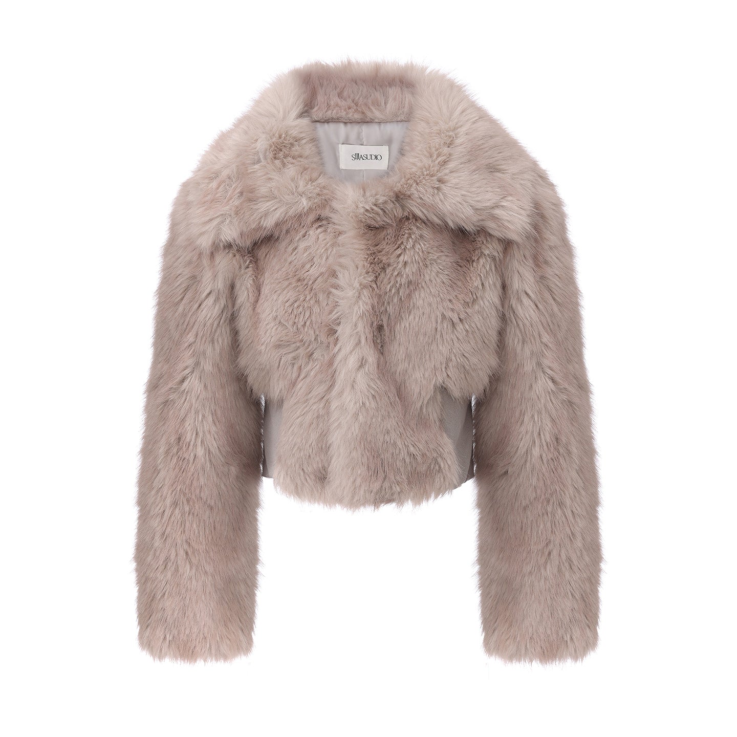 Purple-Grey Fitted Faux Fur Jacket