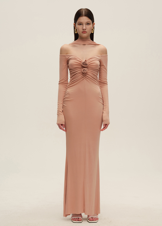 Pink Floral Halterneck Dress