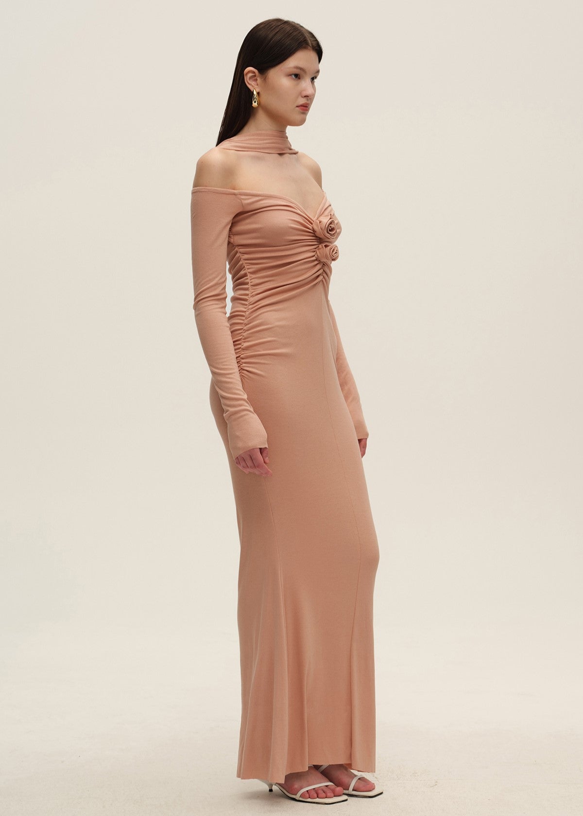 Pink Floral Halterneck Dress