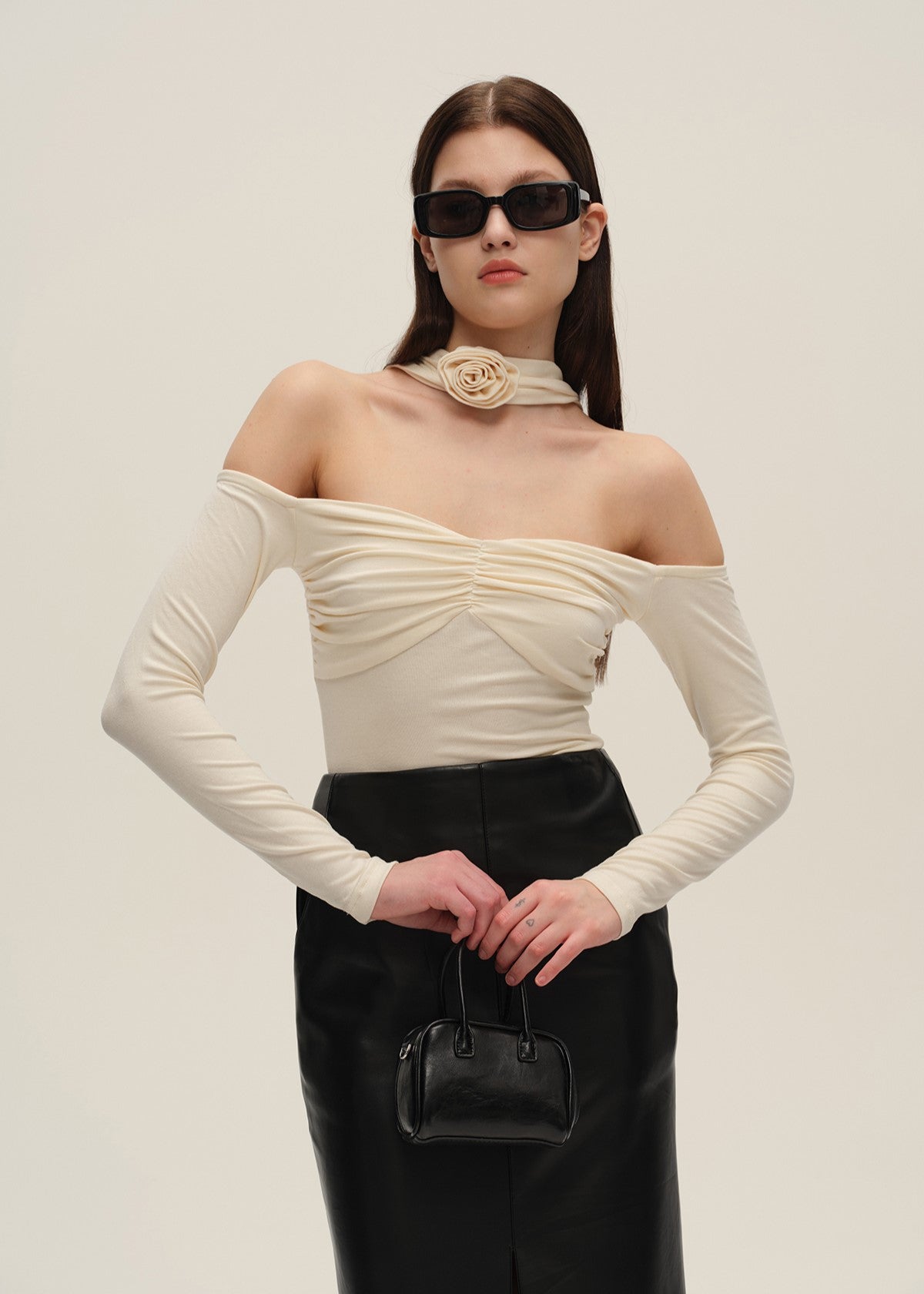 Ivory Knit Halterneck Top