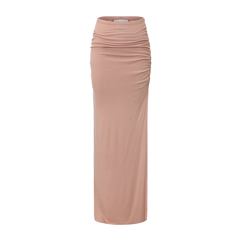 Pink knitted pleated skirt