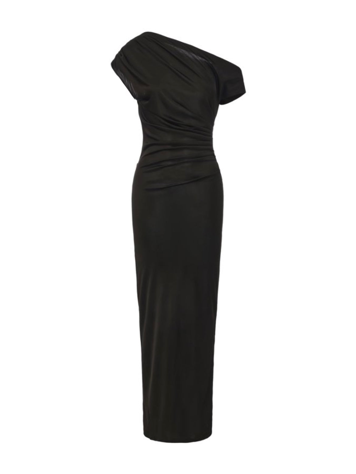 Black Off-Shoulder Short Sleeve Acetate Dress